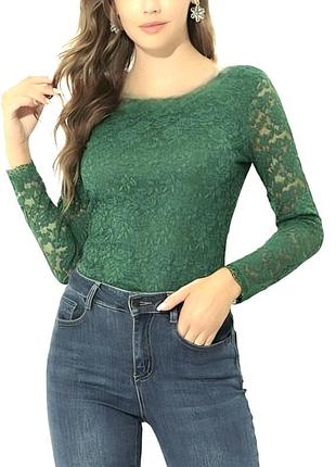 Зелёная кофта с открытой спиной стильная кофта гипюровая модный цвет.