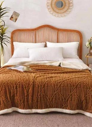 Плед на овчине евро koloco 200 х 230 см (39705) коричневый