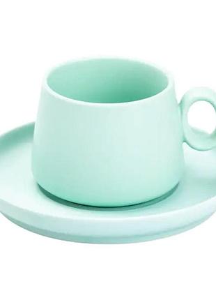 Чашка з блюдцем порцелянова 300 мл м'ятна hp7209tu