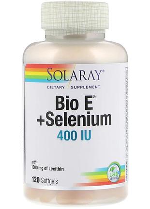 Solaray, bio ≠ + selenium, витамин e с селеном, 200 ме, 120 капсул