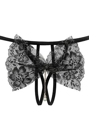 Сексуальные эротические трусы стринги с доступом. белье эротическое трусики женские xxx-4 черные