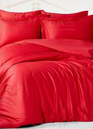 Постельное белье red elite сатин страйп meriset - семейный на резинке двоспальний на резинці