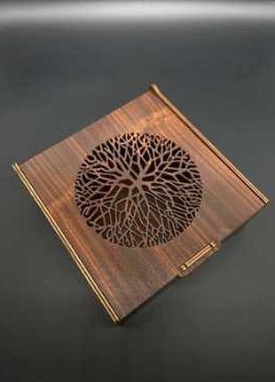 Скринька-купюрниця з фанери."яблуня" 18х18х7см / скринька-купюрниця з фанери."яблуня" 18х18х7см