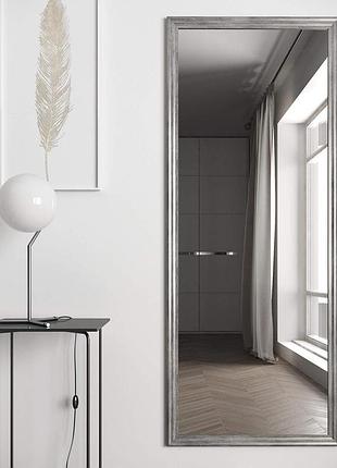 Настенные зеркала в багетной раме 168х68 в полный рост навесное, зеркало настенное серебристого цвета красивое