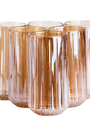 Набор стаканов 6 штук по 380 мл стеклянный коричневый hp525