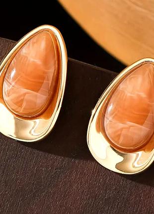 Сережки с янтарными (имитация) вставками