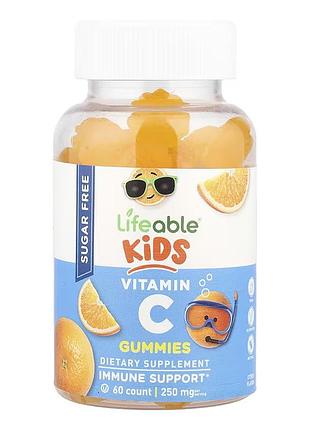 Vitamin c kids lifeable, жувальні таблетки з вітаміном c для дітей, 60 жувальних мармеладок