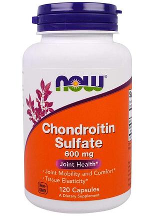 Хондроитин сульфат, chondroitin sulfate, now foods, 600 мг, 120 капсул