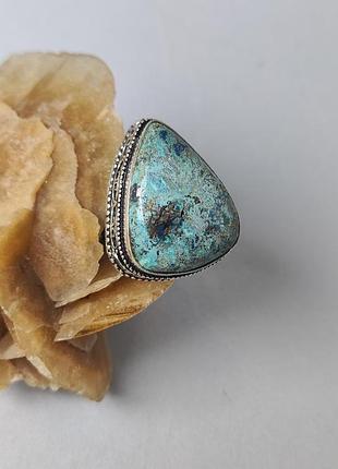 Хризокола азурит кільце крапля 17,5 розмір каблучка з каменем натуральна хризокола в сріблі. індія
