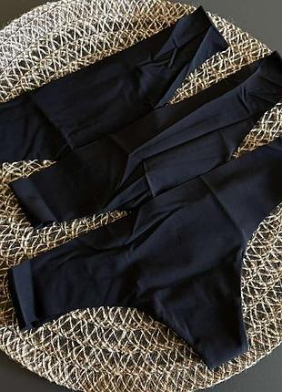 Арт.298 женские трусики бесшовные стринги 3шт черные esmara.