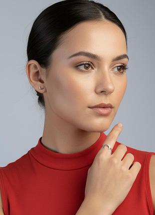 Комплект украшений лунница, набор кольцо+серьги, серебро 925 пробы