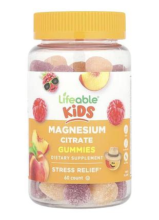 Magnesium citrate kids lifeable, цитрат магния для детей, 85 мг, 60 жевательных мармеладок