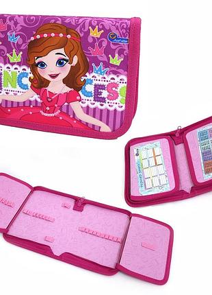 Пенал шкільний без наповнення 1 відділення і 2 одвороту "princess", всередині кольоровий фон + розклад