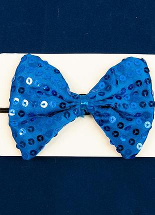 Галстук бабочка с пайетками (синий)