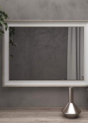 Навесное зеркало бежевое 60х80 навесное с патиной для офиса, квадратное зеркало в спальню стильное красивое