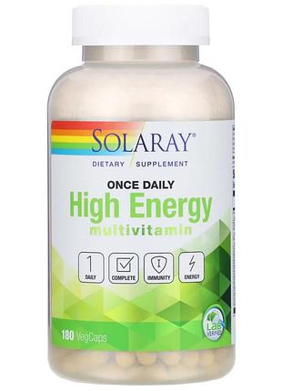 Solaray, once daily high energy, мультивитаминный комплекс, 180 растительных капсул