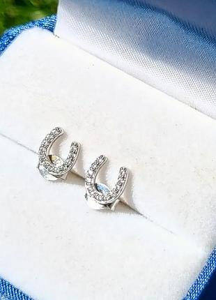 Кульчики, срібні сережки, воздики підковки. підкова.