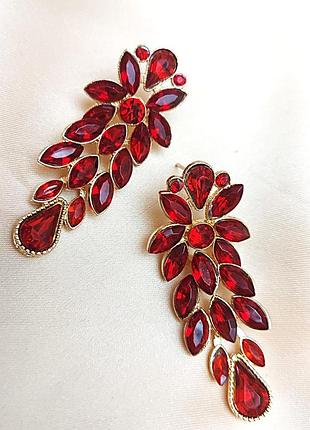 Сережки вечірня урочиста біжутерія червоні