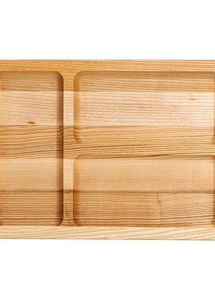 Дошка для подачі дерев'яна 35×25 см прямокутна на 3 секції t32w250