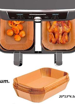 Пергаментные формы для аэрогриля прямоугольные 20×13×4,5 см, 50 шт | одноразовые бумажные формы для запекания