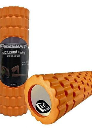 Массажный ролик easyfit ef-2017-or, eva-пена, оранжевый, 30×10 см - для йоги, фитнеса, реабилитации