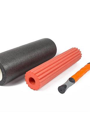Массажный ролик easyfit ef-0271 3-в-1, гладкий, eva-пена, 45×15 см -для йоги, фитнеса, реабилитации