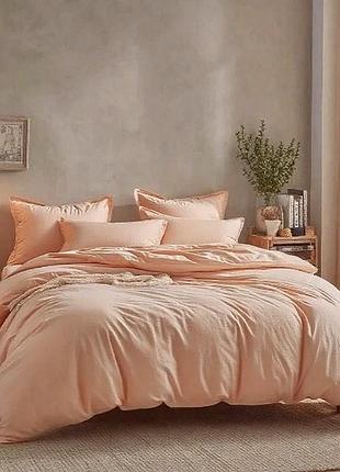 Комплект постельного белья фланель персик супер люкс размер семейный