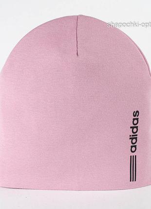 Шапочка з гладкого трикотажу подвійна в спортивному стилі рожевий