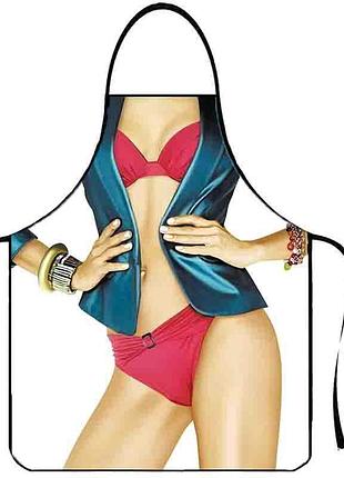 Фартук с приколами женщина в купальнику 75 на 60 см разноцветный