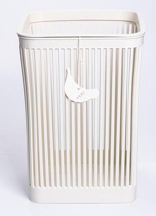 Корзина для мусора пластиковая в офис для бумаги 22×22×30 (см) корзина под мусор 8 (л) мусорное ведро бежевый hp-45-9be