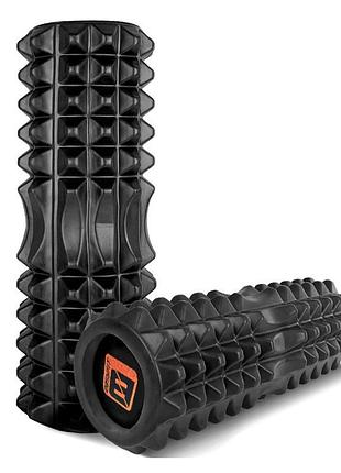 Массажный ролик easyfit ef-2052-bk, eva-пена, чёрный, 33×13 см - для йоги, фитнеса, реабилитации