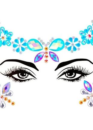 Наклейки на лицо стразы карнавальные one size разноцветный