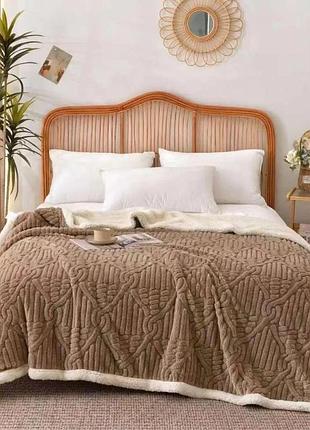 Плед на овчине евро koloco 200 х 230 см (39709) светло-коричневый