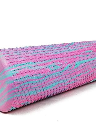 Массажный ролик easyfit ef-2031-p, eva-пена, розовый, 45×14.5 см - для йоги, фитнеса, реабилитации