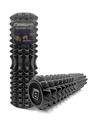 Массажный ролик easyfit ef-2053-bk, eva-пена, чёрный, 45×13 см - для йоги, фитнеса, реабилитации