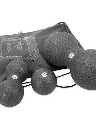 Массажный набор easyfit 2005-1 3-в-1, epp-пена, чёрный - 3 мяча для йоги, фитнеса, реабилитации