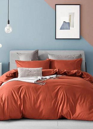 Постельное белье терракот ранфорс meriset - семейный на резинке полуторный