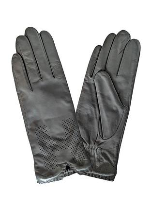 Женские кожаные серые сенсорные перчатки с шерстяной подкладкой 0514zs 7.5
