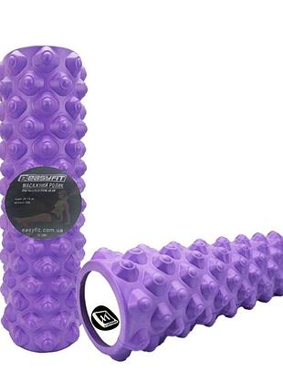 Массажный ролик easyfit ef-2051-v, eva-пена, фиолетовый, 45×14 см - для йоги, фитнеса, реабилитации