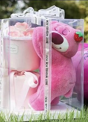 Мягкая игрушка с led подсветкой мишка с цветами kr-01-1 2 розовый salemarket