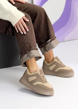 Кроссовки "mirta" женские замша экомеха беж 25996