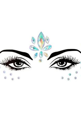 Стразы камни на лицо для праздника блестящие one size разноцветный