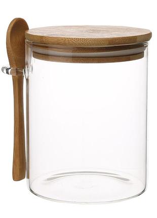 Емкость стеклянная для хранения с ложкой 10х12 см 18906-003
