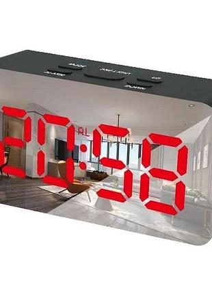 Зеркальные led часы ds-3658l и black с будильником и термометром red