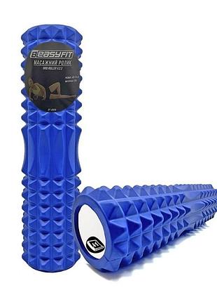 Массажный ролик easyfit ef-2028-bl, eva-пена, синий, 45×13 см - для йоги, фитнеса, реабилитации