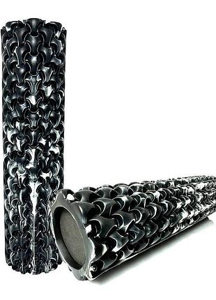Масажний ролик easyfit ef-3341-3-bw, eva-піна, чорний, 45×12 см - для йоги, фітнесу, реабілітації