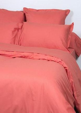 Постельное белье коралл ранфорс meriset - семейный на резинке полуторний на резинці