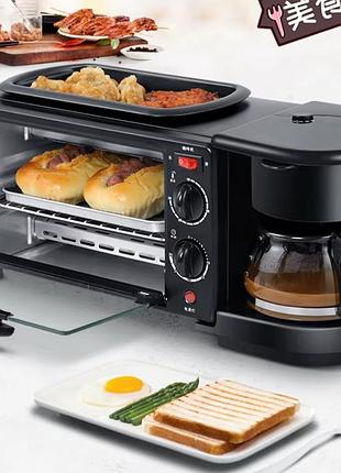 Электрическая машина для завтрака 3в1 на 2800вт настольная печь кофеварка сковорода silver crest sc-206