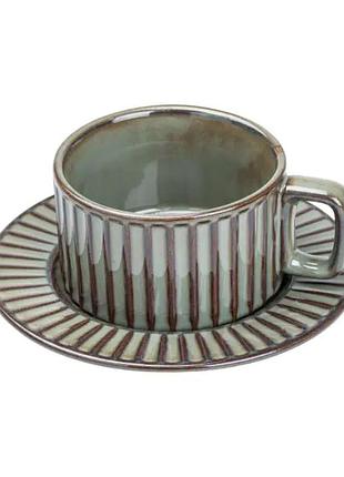 Чашка з блюдцем 250 мл порцелянова графіт hp7210g