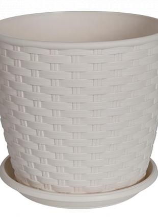 Вазон с подставкой алеана ротанг 114056 16х15 см 2.1 л в ассортименте